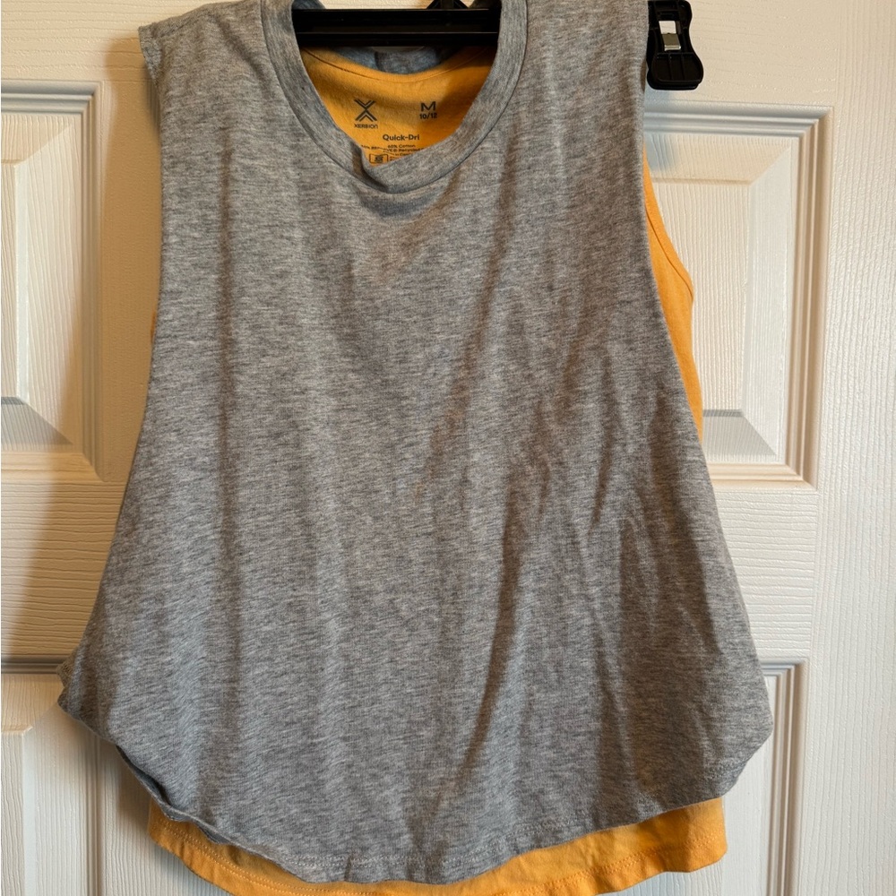 Xersion Heather Gray and Mustard Tank Top
